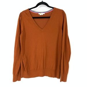 Boden Women's Size L V-Neck Pullover Sweater Long Sleeve Rust Brown
